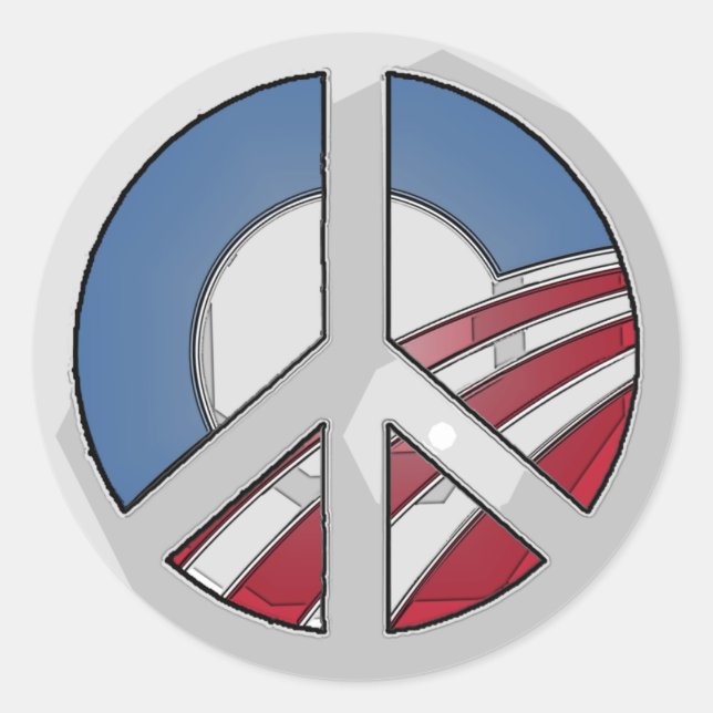Obama Peace Sign Classic Round Sticker (Front)