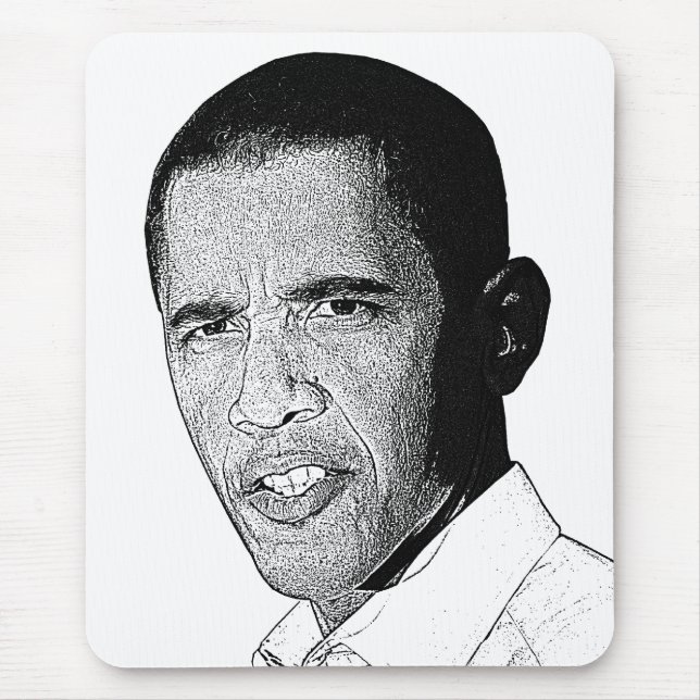 Obama Pencil Drawing Mouse Pad (Front)