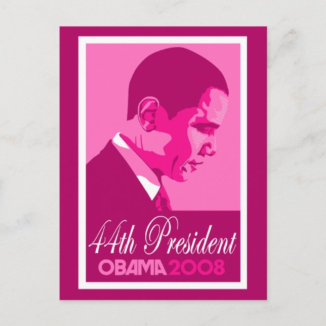 Obama Pink 44th President Postcard 3 (Front)