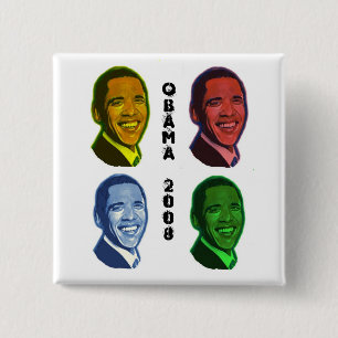 Obama Pop Art 15 Cm Square Badge
