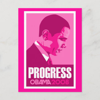 Obama - Progress Dark Pink Postcard