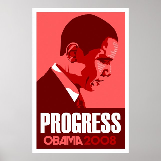 Obama - Progress Dark Red Poster (Front)