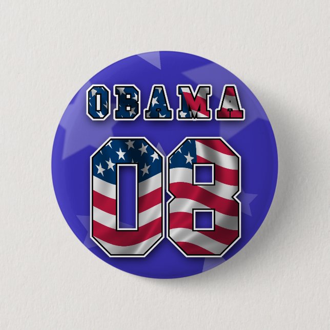 OBAMA RED WHITE AND BLUE BUTTON (Front)