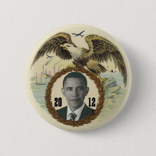 Obama Retro Eagle Drone 6 Cm Round Badge