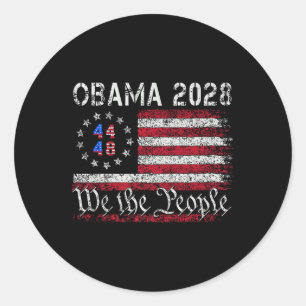 Obama Retro Vintage Us Flag 44 48 Patriotic 2028 P Classic Round Sticker