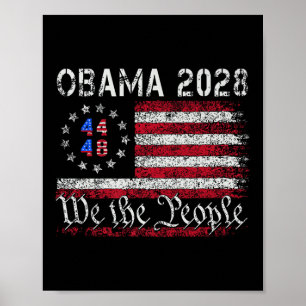 Obama Retro Vintage Us Flag 44 48 Patriotic 2028 P Poster