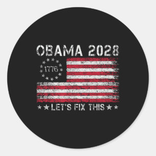 Obama Retro Vintage Us Flag Patriotic 2028 Politic Classic Round Sticker