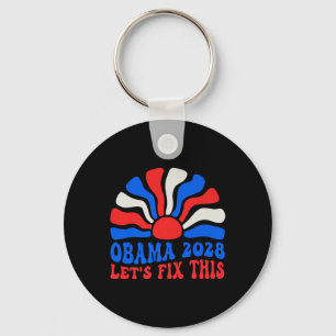 Obama Retro Vintage Us Flag Patriotic 2028 Protest Key Ring