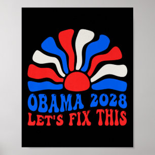 Obama Retro Vintage Us Flag Patriotic 2028 Protest Poster