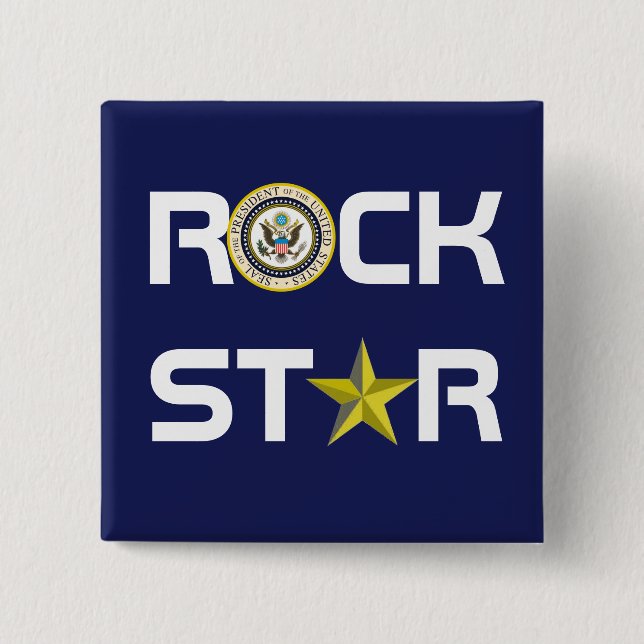 Obama - Rock Star 15 Cm Square Badge (Front)