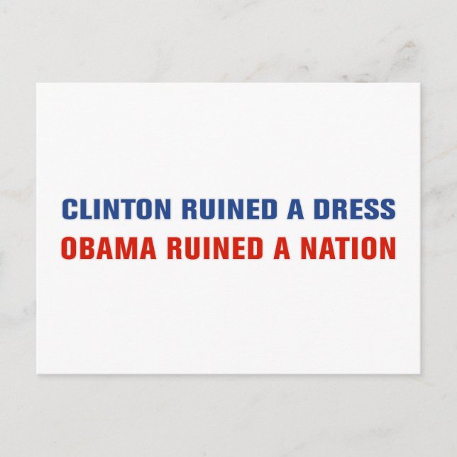 Obama Ruined A Nation Postcard (Front)