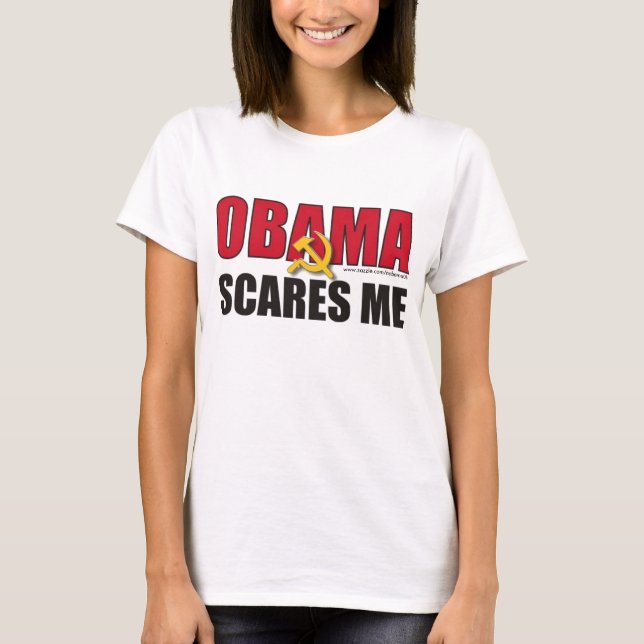 Obama scares me - Customised T-Shirt (Front)