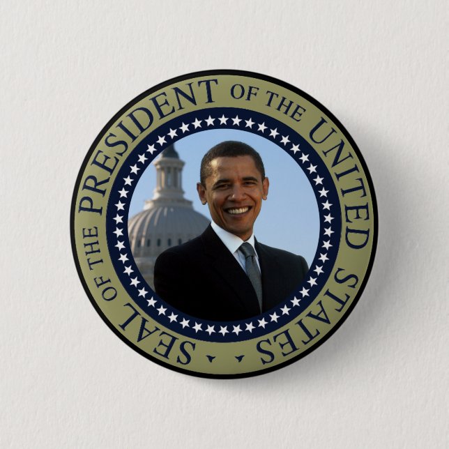 Obama Seal Gold 6 Cm Round Badge (Front)
