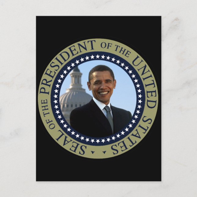 Obama Seal Gold Postcard (Front)