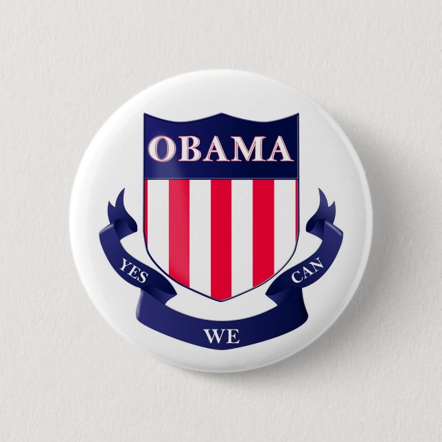 Obama Shield "yes we can" Button (Front)