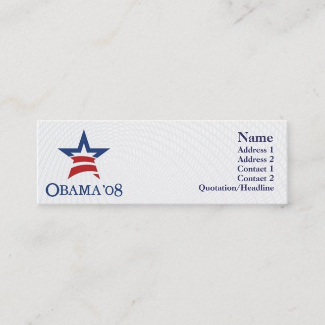 Obama - Skinny Mini Business Card (Front)