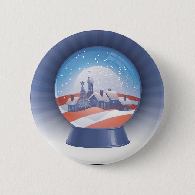 obama snow globe 6 cm round badge (Front)