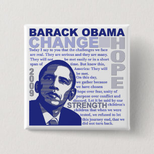 Obama Speech 15 Cm Square Badge