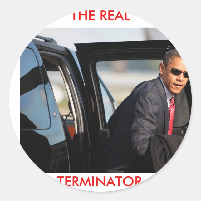 Obama - The Real Terminator Classic Round Sticker (Front)