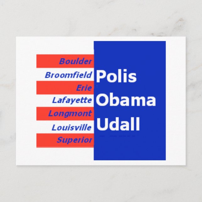 Obama Udall Boulder Postcard (Front)