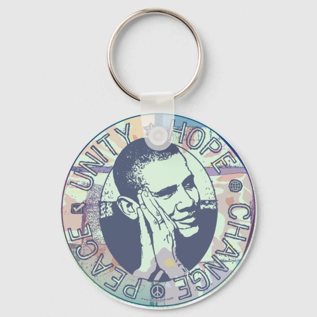 Obama Unity, Hope, Change and Peace 2012 Key Ring (Front)
