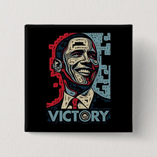 Obama Victory 15 Cm Square Badge (Front)