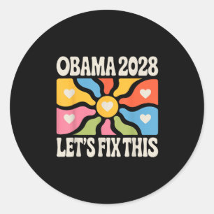 Obama Vintage Flag Retro Patriotic 2028 Political Classic Round Sticker