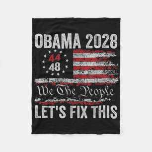 Obama Vintage Flag Retro Patriotic 2028 Political Fleece Blanket