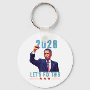 Obama Vintage Patriotic 2028 Political Protest Ral Key Ring