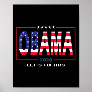 Obama Vintage Patriotic 2028 Political Us Flag Pro Poster