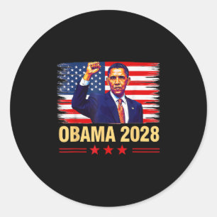 Obama Vintage President 2028 Obama Retro Flag Amer Classic Round Sticker