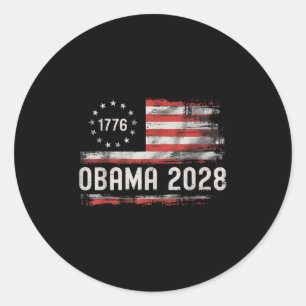 Obama Vintage President 2028 Obama Retro Flag Amer Classic Round Sticker