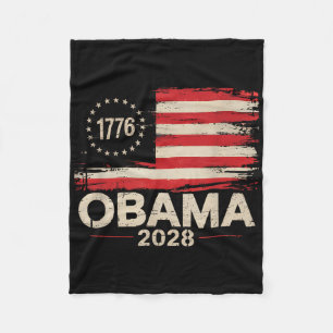 Obama Vintage President 2028 Obama Retro Flag Amer Fleece Blanket