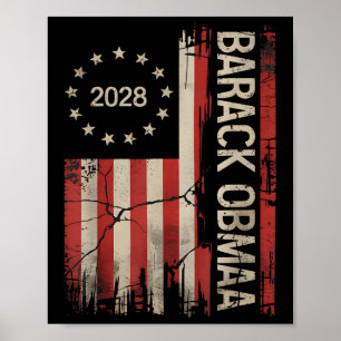 Obama Vintage President 2028 Obama Retro Flag Amer Poster