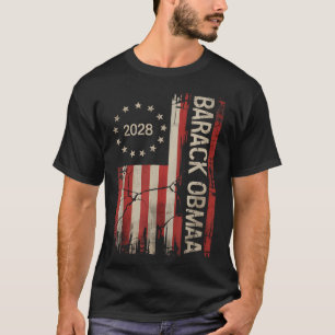 Obama Vintage President 2028 Obama Retro Flag Amer T-Shirt