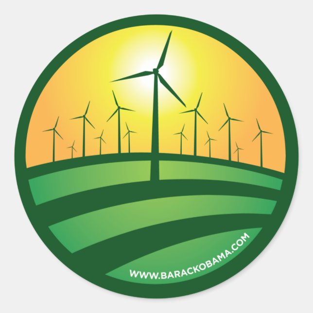 Obama Winds of Change 4x4 Round Sticker (Front)