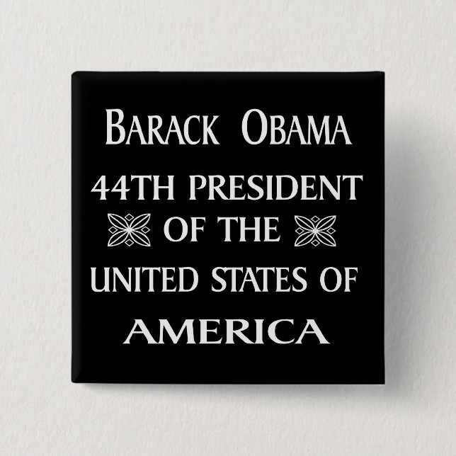 OBAMA WINS! 15 CM SQUARE BADGE (Front)