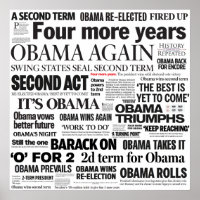 Obama Wins 2012 Newspaper Headline Collage Poster