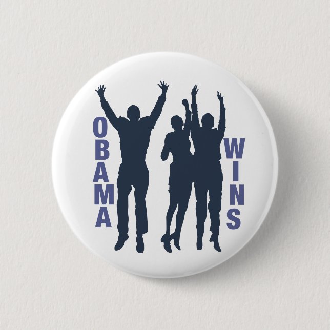 Obama Wins 6 Cm Round Badge (Front)