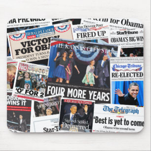 Obama Wins Re-Election Front Page Collage Mouse Pad