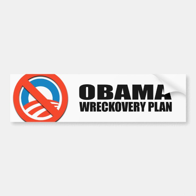 OBAMA WRECKOVERY PLAN BUMPER STICKER (Front)