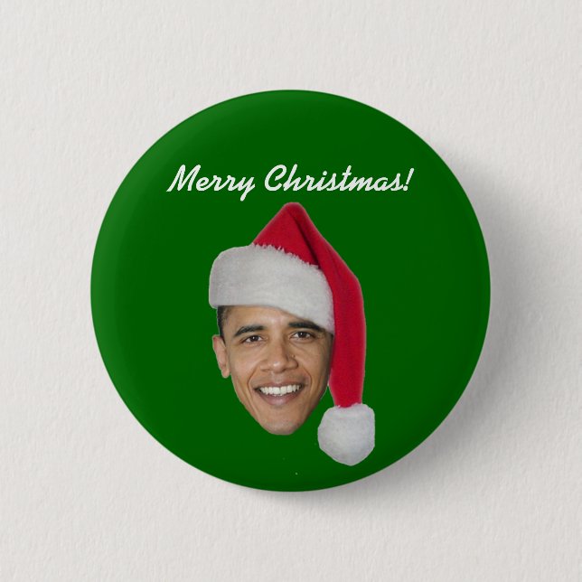 Obama Xmas Button (Obama t shirt bumper sticker) (Front)