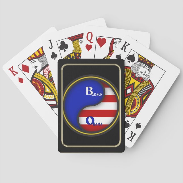 Obama YinYang Black Frame Bicycle® Play Playing Cards (Back)