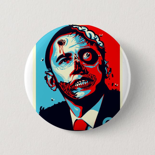 obama zombie 6 cm round badge (Front)