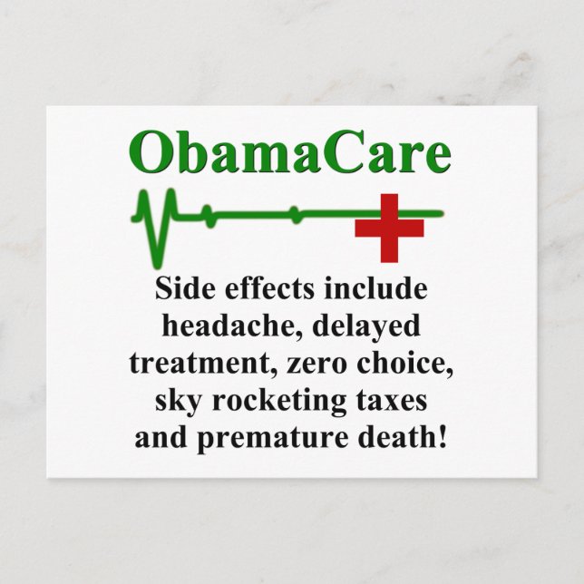 ObamaCare Side Effects Postcard (Front)