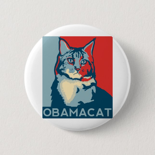 OBAMACAT 150ppi.jpg 6 Cm Round Badge (Front)