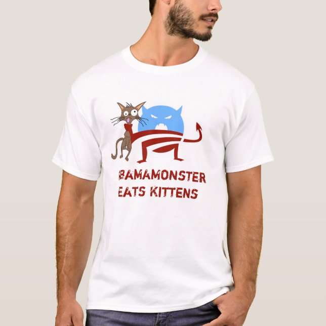 ObamaMonster Eats Kittens T-Shirt (Front)