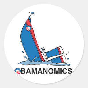 OBAMANOMICS SINKING CLASSIC ROUND STICKER