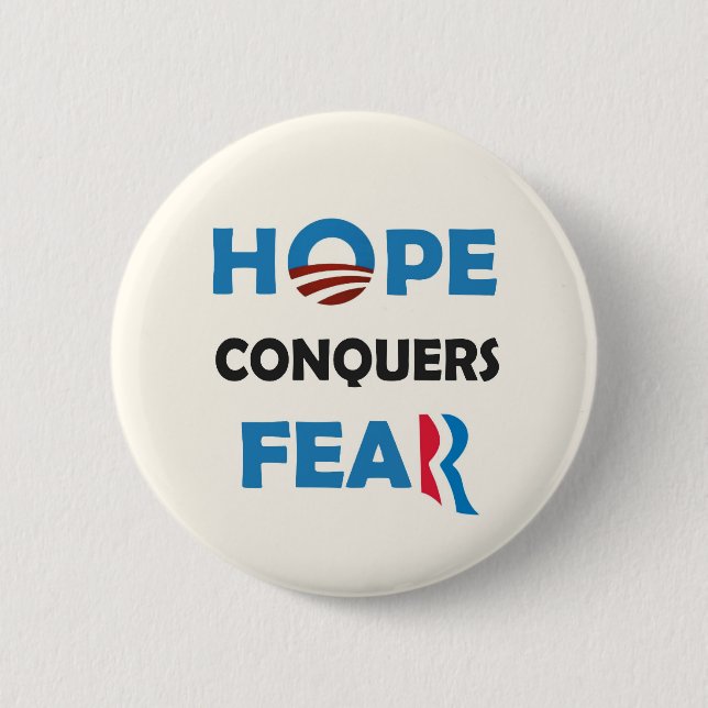 Obama's HOPE conquers Romney's FEAR 6 Cm Round Badge (Front)
