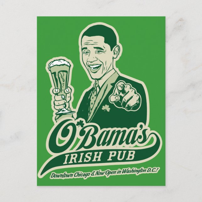Obama's Irish Pub Postcard (Front)